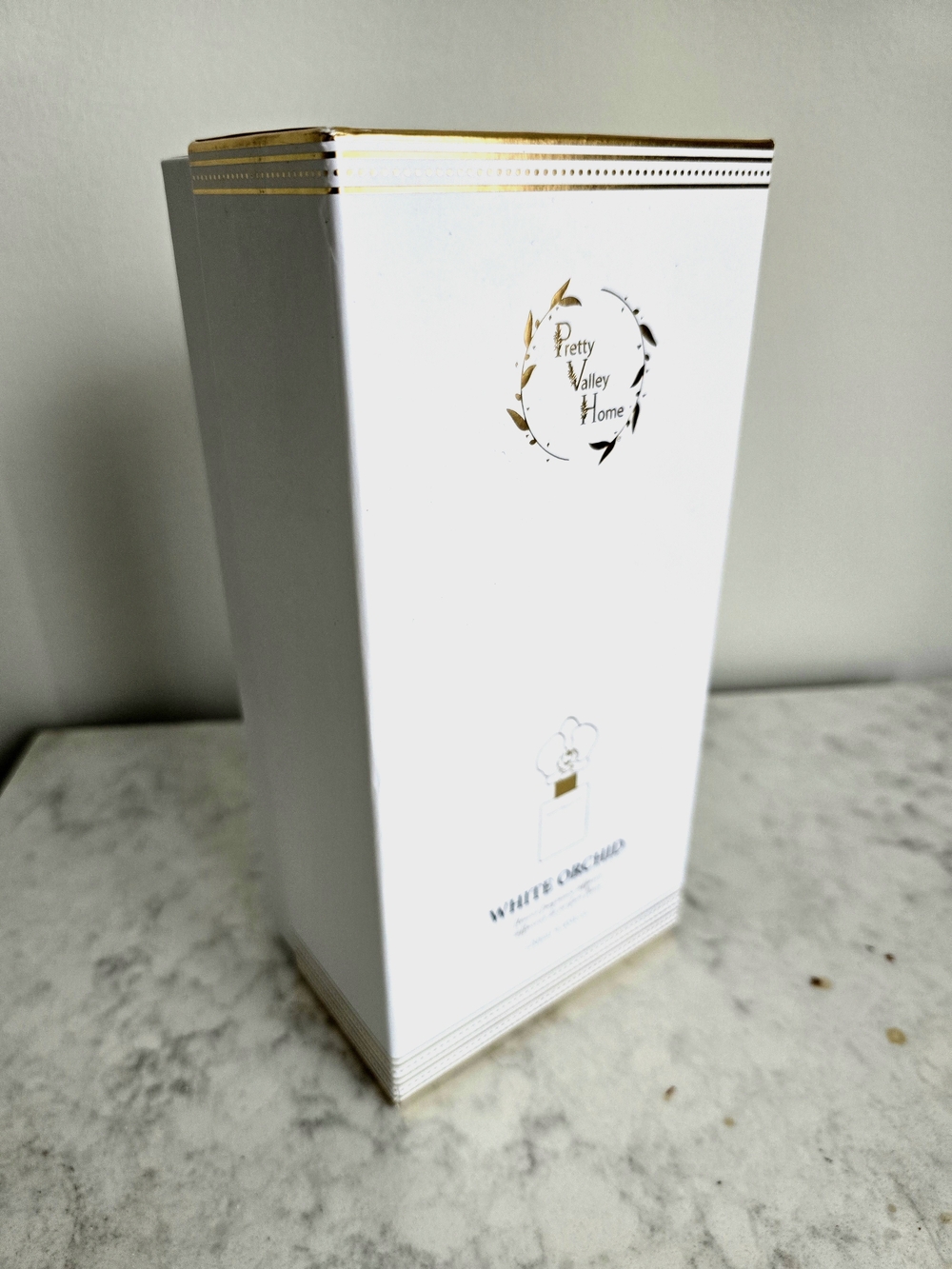NIB White Orchid Ceramic Flower Fragrance Diffuser Set 4oz - Picture 4 of 6